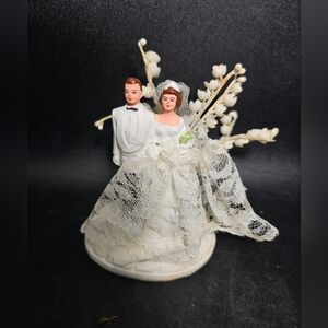 Elegant‎ Wedding Cake Topper with Lace Details